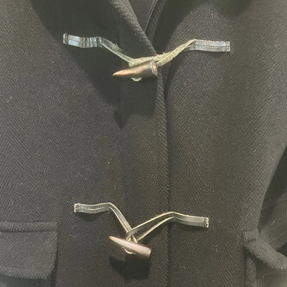 Burberry 100% Wool Duffle Black Hooded Toggle Coat Size 10 - EUC - Picture 4 of 10